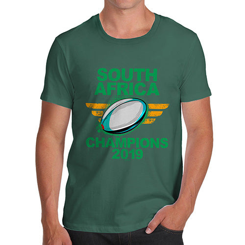Novelty Tshirts Men South Africa Rugby Champions 2019 Men's T-Shirt Large Bottle Green