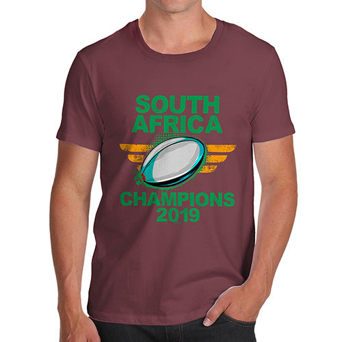 Novelty Tshirts Men South Africa Rugby Champions 2019 Men's T-Shirt Medium Burgundy