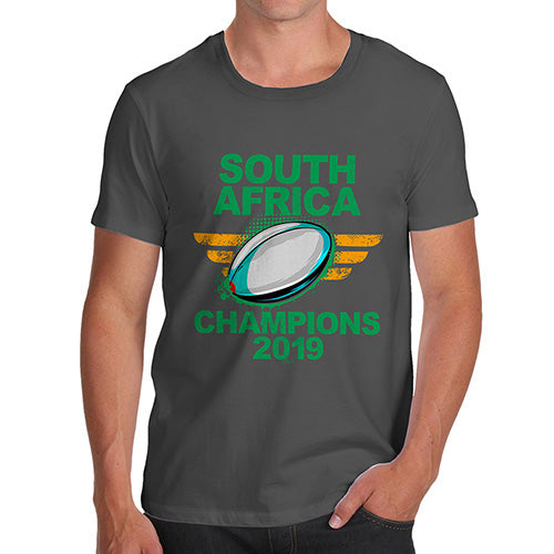 Mens Novelty T Shirt Christmas South Africa Rugby Champions 2019 Men's T-Shirt Small Dark Grey