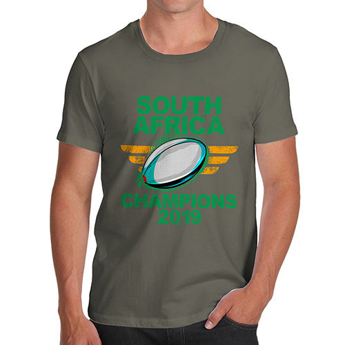 Funny T-Shirts For Men South Africa Rugby Champions 2019 Men's T-Shirt Small Khaki