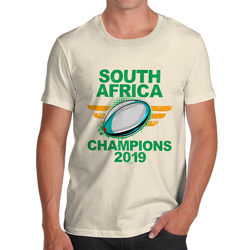 Funny Tee For Men South Africa Rugby Champions 2019 Men's T-Shirt Large Natural