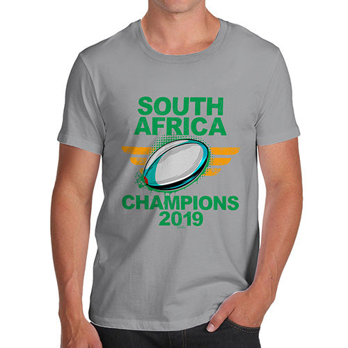 Funny Mens T Shirts South Africa Rugby Champions 2019 Men's T-Shirt Large Light Grey
