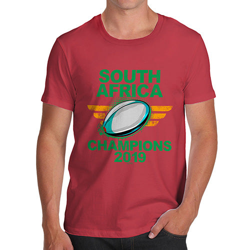 Novelty Tshirts Men Funny South Africa Rugby Champions 2019 Men's T-Shirt X-Large Red