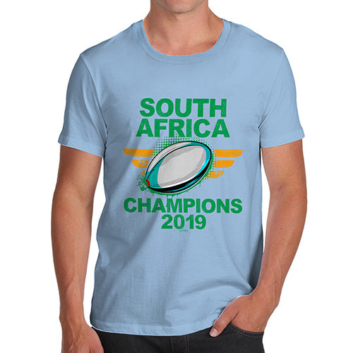 Funny T-Shirts For Men South Africa Rugby Champions 2019 Men's T-Shirt Small Sky Blue