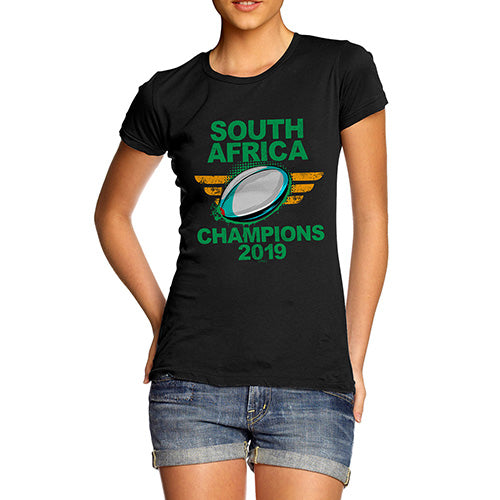 Funny T Shirts For Women South Africa Rugby Champions 2019 Women's T-Shirt X-Large Black