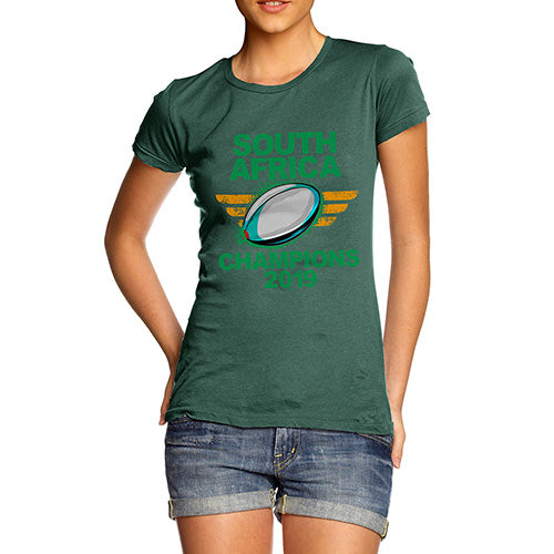 Womens Humor Novelty Graphic Funny T Shirt South Africa Rugby Champions 2019 Women's T-Shirt Large Bottle Green
