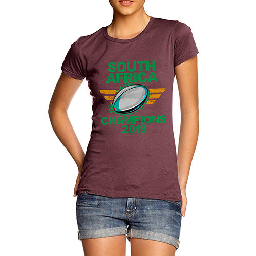 Womens Humor Novelty Graphic Funny T Shirt South Africa Rugby Champions 2019 Women's T-Shirt X-Large Burgundy