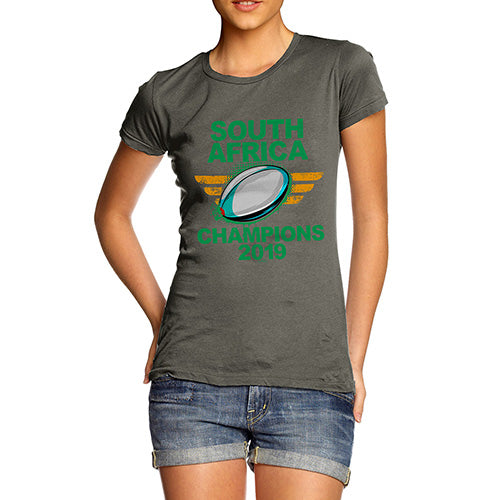 Novelty Tshirts Women South Africa Rugby Champions 2019 Women's T-Shirt Small Khaki