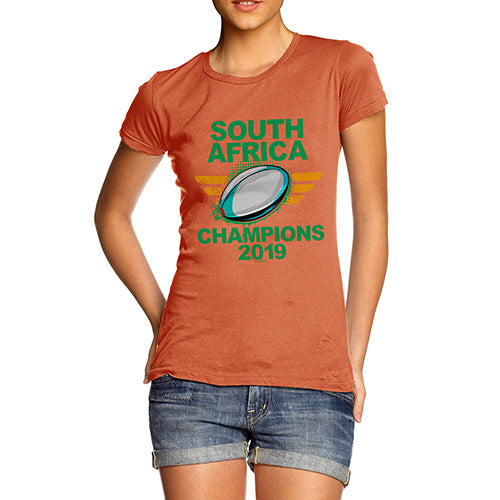 Womens Novelty T Shirt South Africa Rugby Champions 2019 Women's T-Shirt Small Orange