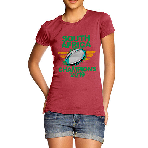 Womens T-Shirt Funny Geek Nerd Hilarious Joke South Africa Rugby Champions 2019 Women's T-Shirt X-Large Red