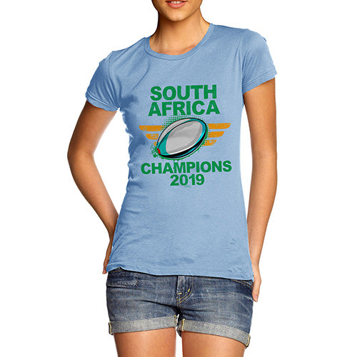 Funny Tshirts For Women South Africa Rugby Champions 2019 Women's T-Shirt X-Large Sky Blue