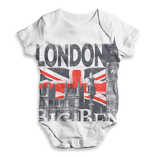 London Big Ben And Union Jack Baby Unisex ALL-OVER PRINT Baby Grow Bodysuit