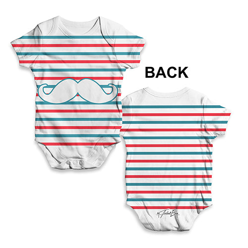 Candy Stripe Moustache Baby Unisex ALL-OVER PRINT Baby Grow Bodysuit