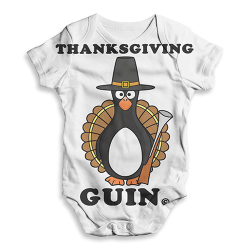 Thanksgiving Turkey Guin The Penguin Baby Unisex ALL-OVER PRINT Baby Grow Bodysuit