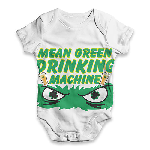 ALL-OVER PRINT Baby Bodysuit Mean Green Drinking Machine Baby Unisex ALL-OVER PRINT Baby Grow Bodysuit 6-12 Months White
