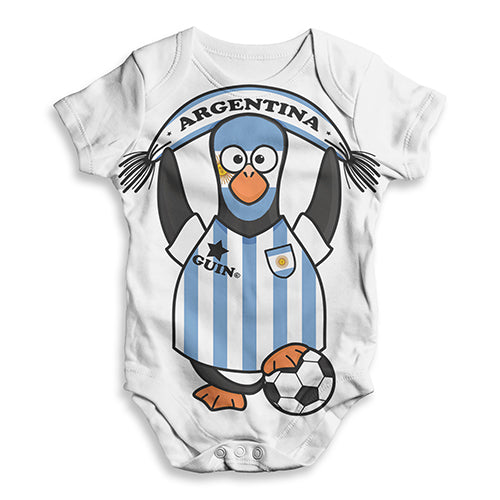 Argentina Guin Penguin Soccer Fan Baby Unisex ALL-OVER PRINT Baby Grow Bodysuit