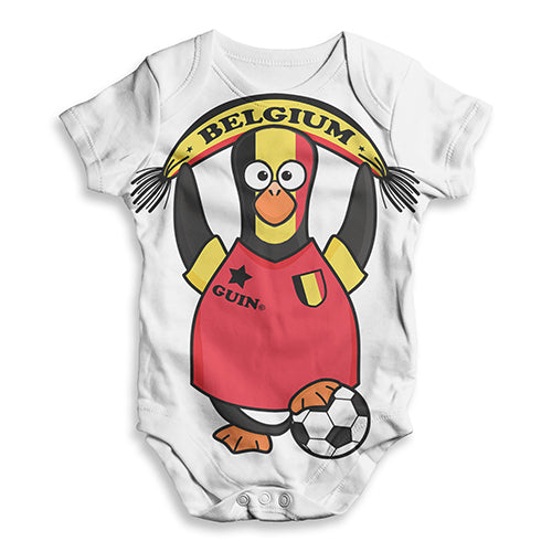 Belgium Guin Penguin Soccer Fan Baby Unisex ALL-OVER PRINT Baby Grow Bodysuit