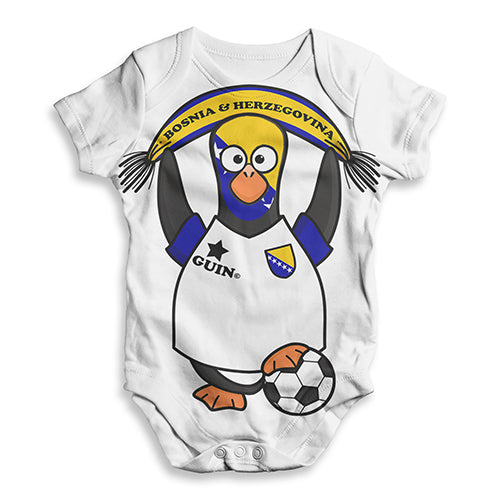 Bosnia And Herzegovina Guin Penguin Soccer Fan Baby Unisex ALL-OVER PRINT Baby Grow Bodysuit