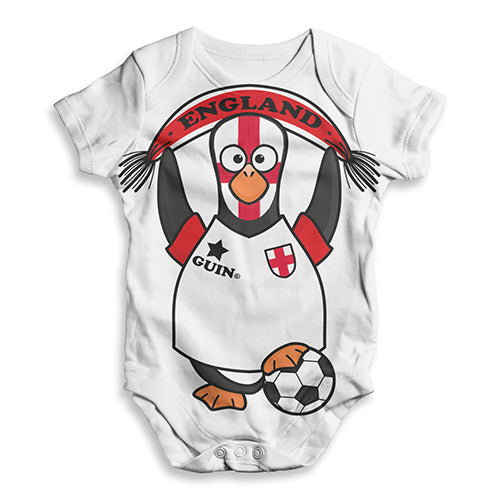 England Guin Penguin Soccer Fan Baby Unisex ALL-OVER PRINT Baby Grow Bodysuit