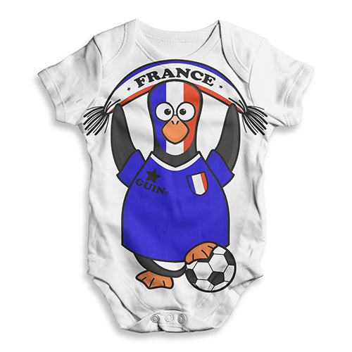 France Guin Penguin Soccer Fan Baby Unisex ALL-OVER PRINT Baby Grow Bodysuit