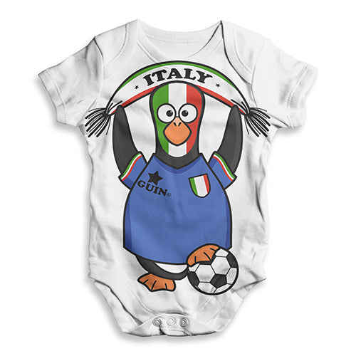 Italy Guin Penguin Soccer Fan Baby Unisex ALL-OVER PRINT Baby Grow Bodysuit