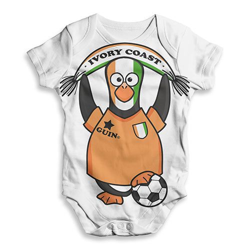 Ivory Coast Guin Penguin Soccer Fan Baby Unisex ALL-OVER PRINT Baby Grow Bodysuit