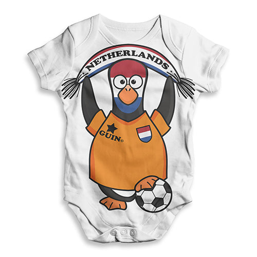 Netherlands Guin Penguin Soccer Fan Baby Unisex ALL-OVER PRINT Baby Grow Bodysuit