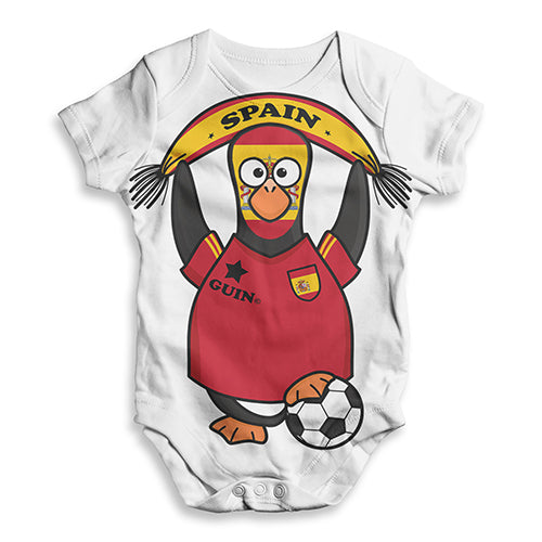 Spain Guin Penguin Soccer Fan Baby Unisex ALL-OVER PRINT Baby Grow Bodysuit