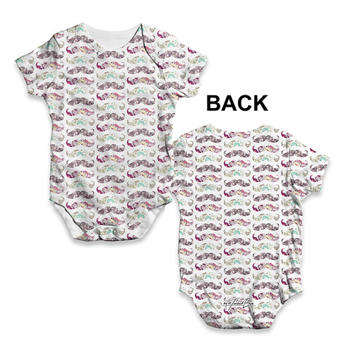 Floral Moustache Baby Unisex ALL-OVER PRINT Baby Grow Bodysuit