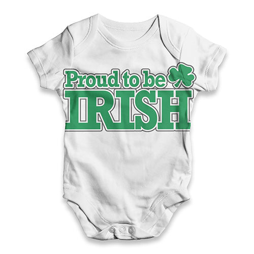 Funny Baby Bodysuits Proud To Be Irish Baby Unisex ALL-OVER PRINT Baby Grow Bodysuit 12-18 Months White