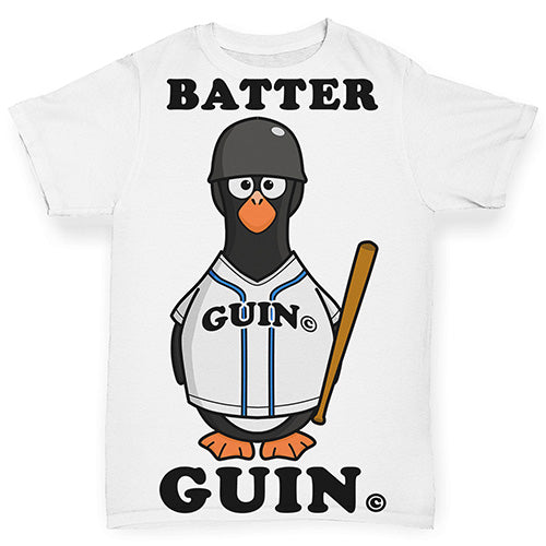 Funny Baby Onesies T Shirts Baseball Batter Guin The Penguin Baby Toddler ALL-OVER PRINT Baby T-shirt 3-6 Months White