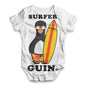 Funny Baby Bodysuits Guin The Penguin Surfer Baby Unisex ALL-OVER PRINT Baby Grow Bodysuit Newborn White