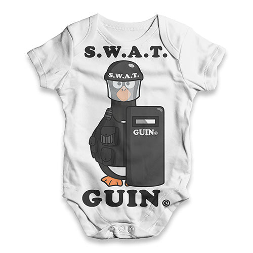 Funny Baby Clothes Guin The Penguin SWAT Team Baby Unisex ALL-OVER PRINT Baby Grow Bodysuit 3-6 Months White