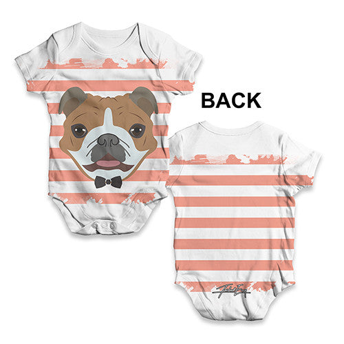 Bulldog With Tie Baby Unisex ALL-OVER PRINT Baby Grow Bodysuit