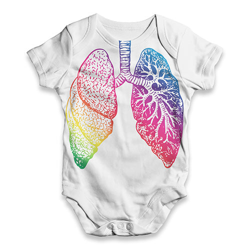 Rainbow Anatomical Lungs Baby Unisex ALL-OVER PRINT Baby Grow Bodysuit