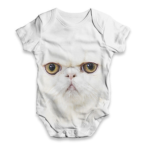 Fluffy White Kitten Baby Unisex ALL-OVER PRINT Baby Grow Bodysuit