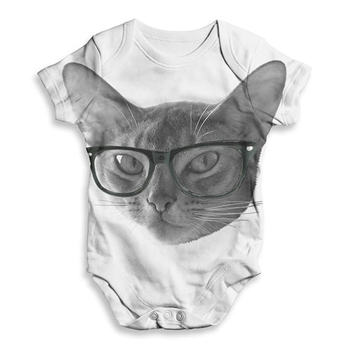 Hipster Cat Nerdy Baby Unisex ALL-OVER PRINT Baby Grow Bodysuit