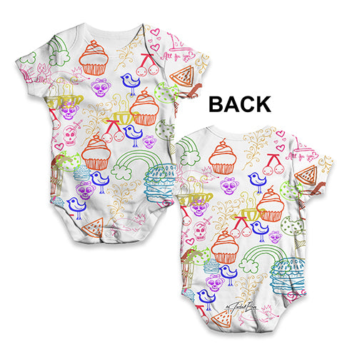 Doodle Stamps Baby Unisex ALL-OVER PRINT Baby Grow Bodysuit