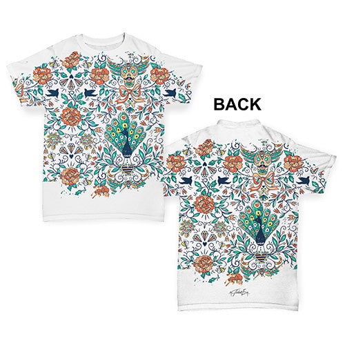 Peacock and Diamonds Pattern Baby Toddler ALL-OVER PRINT Baby T-shirt