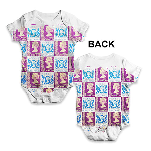 Hong Kong Stamps Pattern Baby Unisex ALL-OVER PRINT Baby Grow Bodysuit