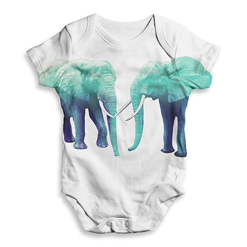 Blue Elephants Baby Unisex ALL-OVER PRINT Baby Grow Bodysuit