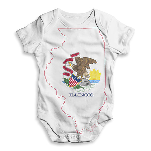 USA States and Flags Illinois Baby Unisex ALL-OVER PRINT Baby Grow Bodysuit