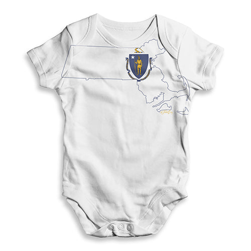 USA States and Flags Massachusetts Baby Unisex ALL-OVER PRINT Baby Grow Bodysuit