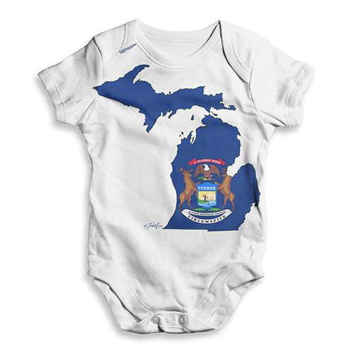 USA States and Flags Michigan Baby Unisex ALL-OVER PRINT Baby Grow Bodysuit
