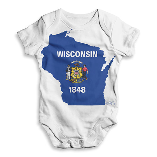 USA States and Flags Wisconsin Baby Unisex ALL-OVER PRINT Baby Grow Bodysuit