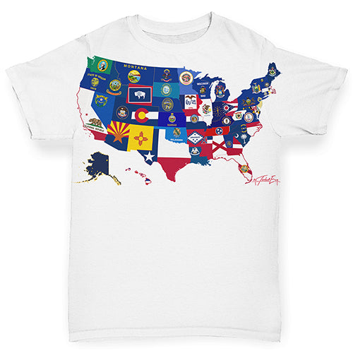 USA Map and State Flags Baby Toddler ALL-OVER PRINT Baby T-shirt