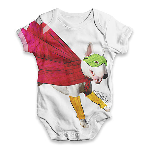 Super Hero Bull Terrier Baby Unisex ALL-OVER PRINT Baby Grow Bodysuit