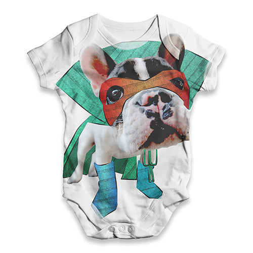 Super Hero French Bulldog Baby Unisex ALL-OVER PRINT Baby Grow Bodysuit