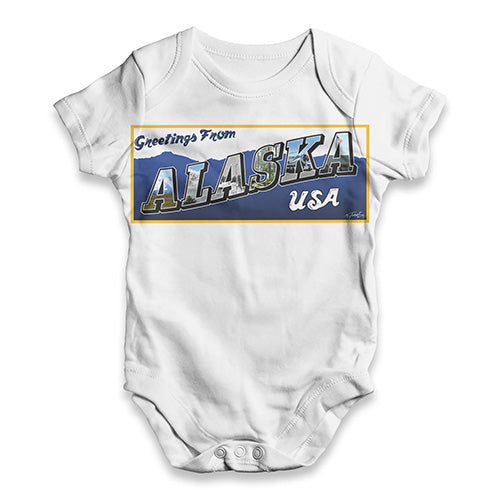 Greetings From Alaska USA Baby Unisex ALL-OVER PRINT Baby Grow Bodysuit
