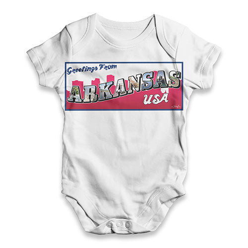 Greetings From Arkansas USA Baby Unisex ALL-OVER PRINT Baby Grow Bodysuit